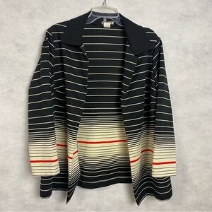 Vintage 70s Pepper tree Open Front Poly Jacket Women 18.5 Black White Red Flaw